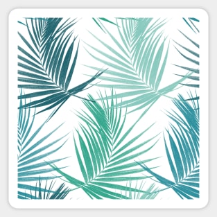 Green tropical palm leaves print. Exotic leaves summer composition. Sticker